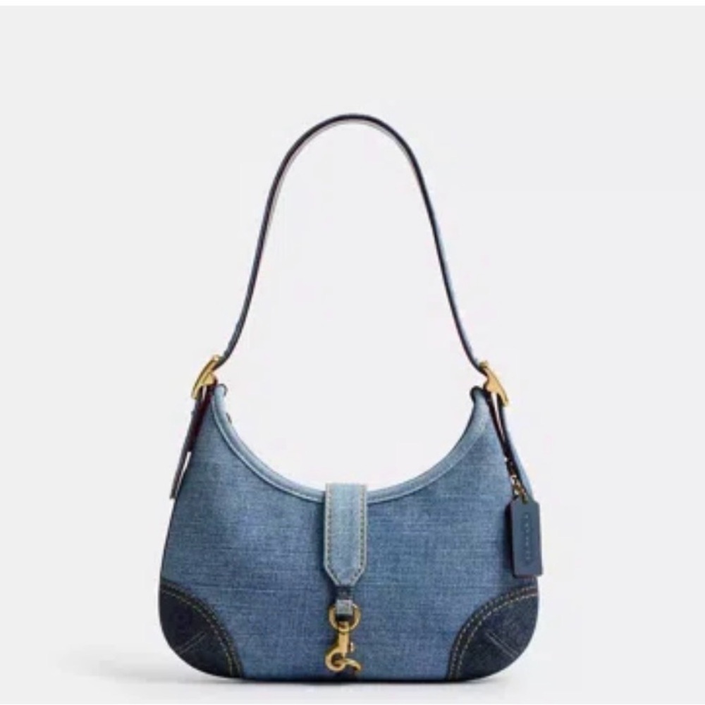 Coach Denim Hamptons Hobo Shoulder Bag with Gold Accents😍😍😍